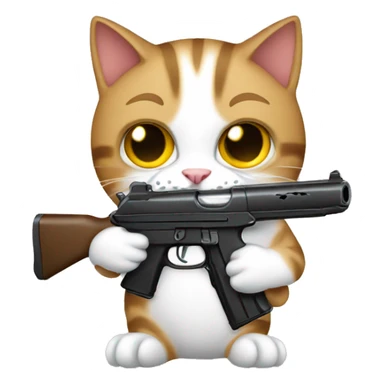 Cat holding gun sticker