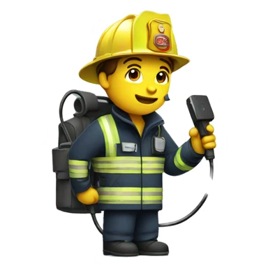 Firefighter holding a phone charging cable sticker