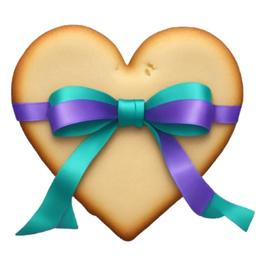 Cookie heart with teal purple support ribbon loop sticker