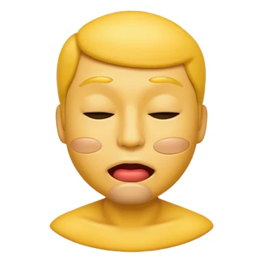  A male emoji with hyper lips with it’s eyes closed not smiling with its mouth closed and it’s yellow while making the ishowspeed face sticker