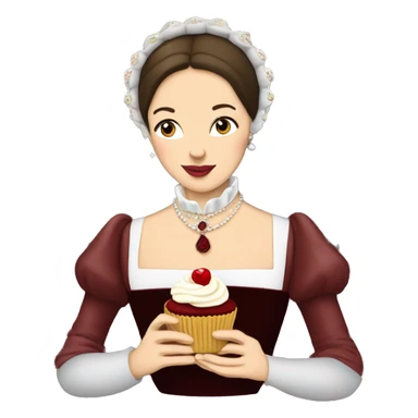 anne boleyn eating a red velvet cupcake sticker