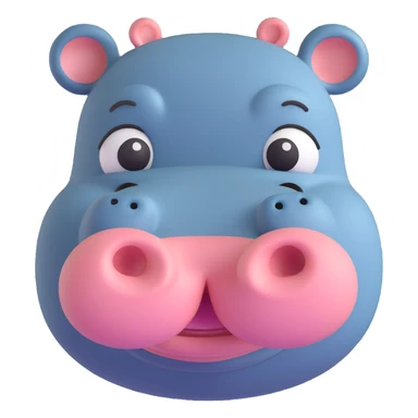 3D emoji style hippo face, winking, with a small blush on cheeks sticker
