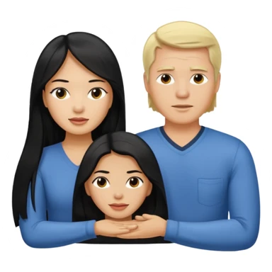 Philippines woman with long hair is massaged from a blond white man sticker