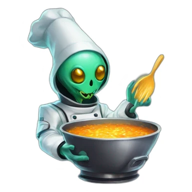alien chef scifi roguelike rpg style inspired by slay the spire digital art sticker