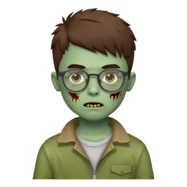boy zombie with a brown wolfcut haircut and glasses sticker