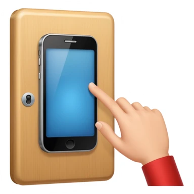 Movimiento de mano como si tocará la puerta y la puerta es la pantalla del celular sticker