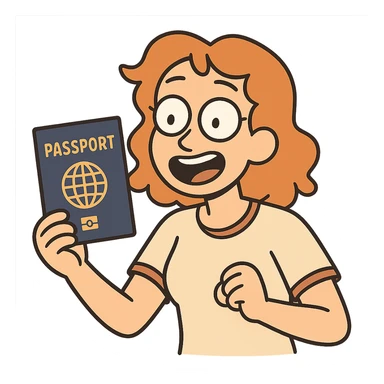 passport with a chip, flat cartoon style, bold colors sticker