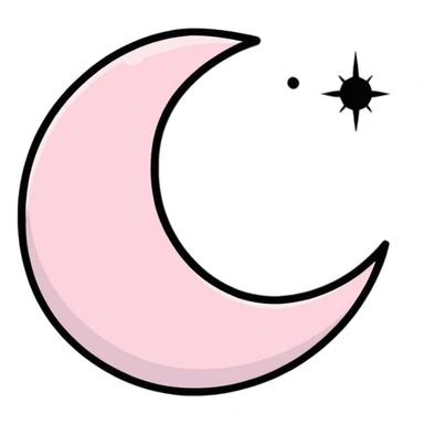 shimmering light pink crescent moon with sparkles sticker