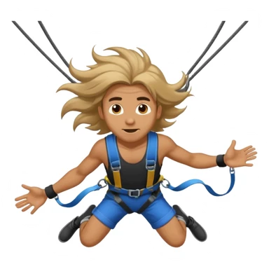 bungee jumping man face only with flying long hair sticker