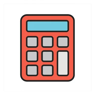 minimalist calculator icon, flat design, grid of buttons, soft gray and white, no text sticker