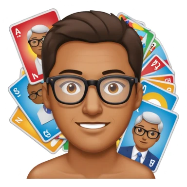 Guy with glasses collecting trading cards sticker
