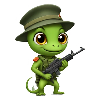 a gecko as an soldier sticker