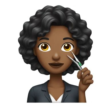 a women with black wavy hair holding tweezers  sticker