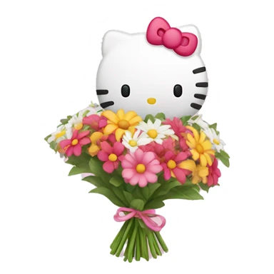Hello Kitty with bouquet  sticker