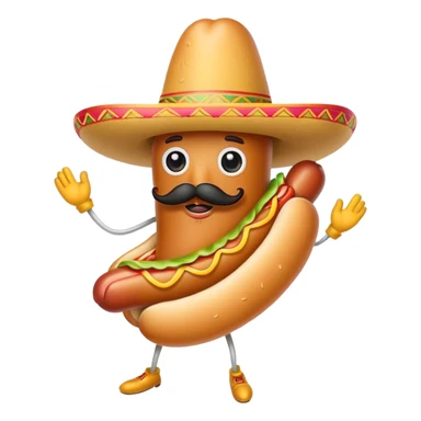 Hot dog with mustache and sumbrero sticker