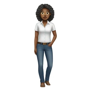 a woman in a shirt and jeans sticker