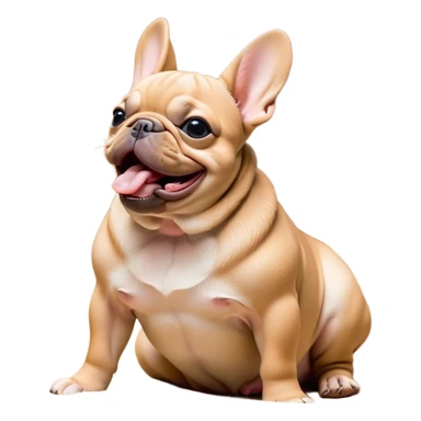 Cinematic Cute Yawning Fawn French Bulldog Portrait Emoji, Head tilted slightly with a dramatic, wide-open yawn, showcasing a sleek fawn coat with a refined texture, floppy ears slightly drooping, round dark eyes barely open in drowsy contentment, Simplified yet irresistibly adorable features, highly detailed, glowing with a soft, cozy glow, high shine, relaxed yet expressive, stylized with a touch of whimsy, bright and endearing, soft glowing outline, capturing the essence of a sleepy yet affectionate companion, so drowsy it feels like it could stretch out of the screen and curl up for a nap! sticker
