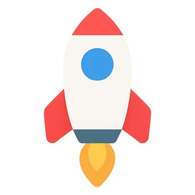 rocket icon, flat color icon style, minimal details sticker