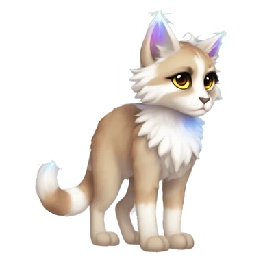 Furry, sparkle, iridescent, colorful, pastel, edgy, cool, fantasy beautiful, brown, beige, white, divine, godly, angelic, animal, anthro, full body, fursona, feline sticker