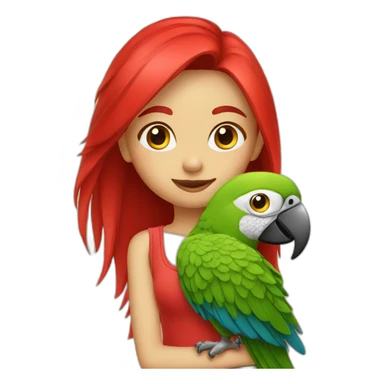 Girl- parrot- red sticker