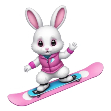 A bunny on a snowboard sticker