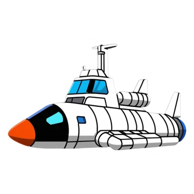 70s style retro space freighter with blocky design sticker