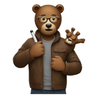 men with bear, multiple arms, with glasses and e-cigarette sticker