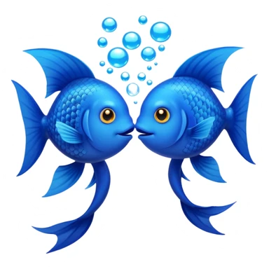 two cute blue fishes kissing sticker