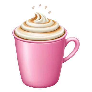 Pink cup of coffee, coffee with milk and crème sticker