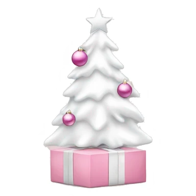 Light pink Christmas gifts under a white Christmas tree  sticker