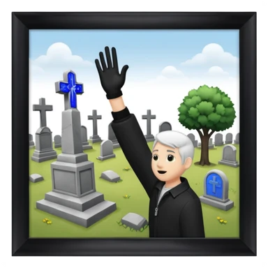 Cemetery with hand coming out of the grave holding a microphone  sticker