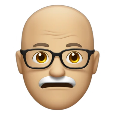angry bald male with thick black glasses sticker