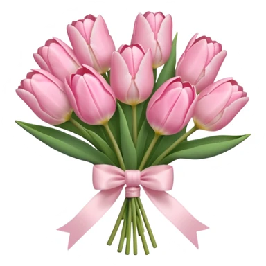 light pink tulip bouquet with light pink bow sticker