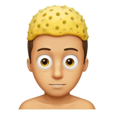 garoto com rosto oval e levemente definido que é metade bob esponja sticker