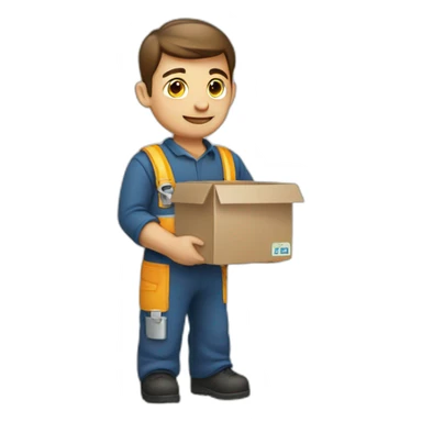 a technician with a box in his hand sticker