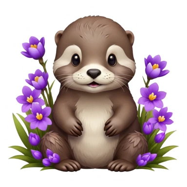 Otter with krokus  sticker