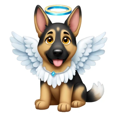 A German shepherd with a halo and angel wings sticker