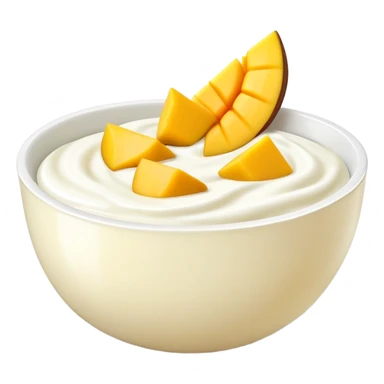 bowl of yogurt with fresh mango slices on top sticker