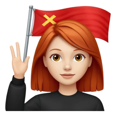 red head straight hair waving red flag sticker