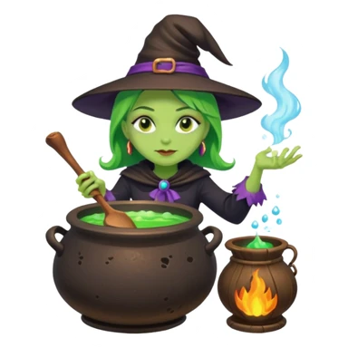 green witch cooking potion sticker