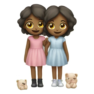 Two girls in love with a house and two babies sticker