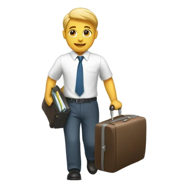 office worker with a luggage sticker