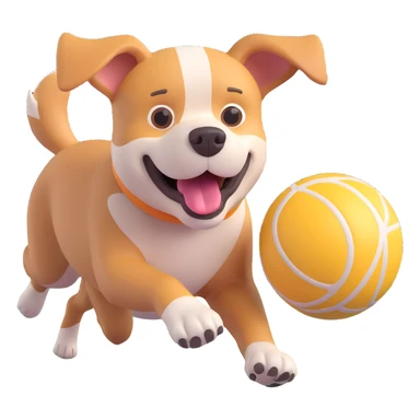 dog chasing ball in forrest, close up pose sticker