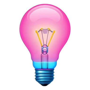 neon lightbulb glowing blue and pink with soft glossy highlight and modern minimal shape sticker