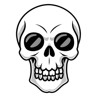 Punisher skull logo, white skull with teeth on black background sticker