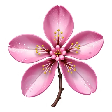 Stylized pink glitter cherry blossom flower (sakura) sticker