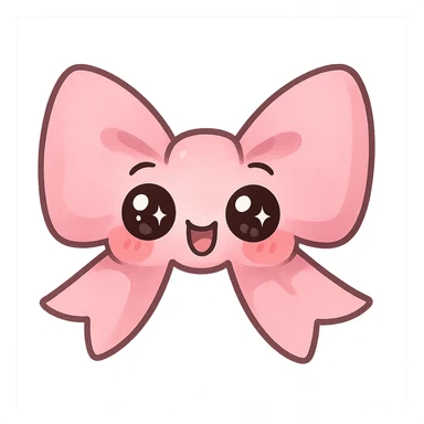 a cute pink bow, original design, big eyes, blushing cheeks, joyful sticker