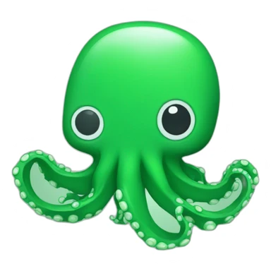 Green pixel art octopus with square head sticker