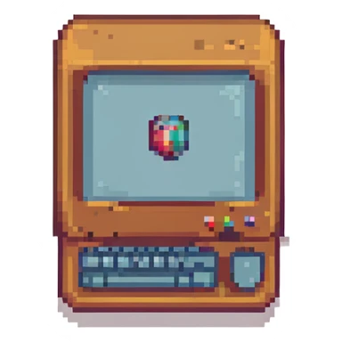 Create a 1080 x 1080 pixel art icon of the default Windows 'My Computer' icon, matching the reference image, with a transparent background. sticker