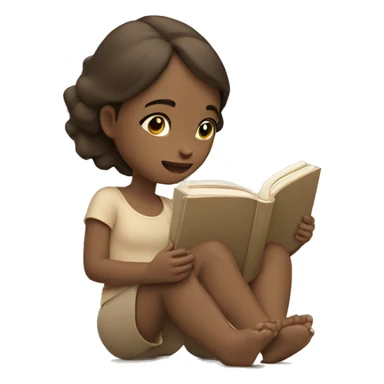 Girl reading a book. In beige tones  sticker